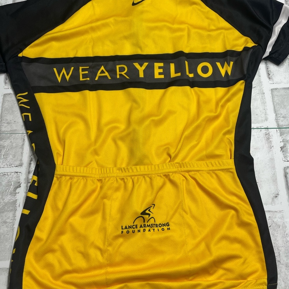Nike Black and Yellow Cycling Jersey. Race Raglan. Womens M. “Live Strong”. Bike - Picture 5 of 12